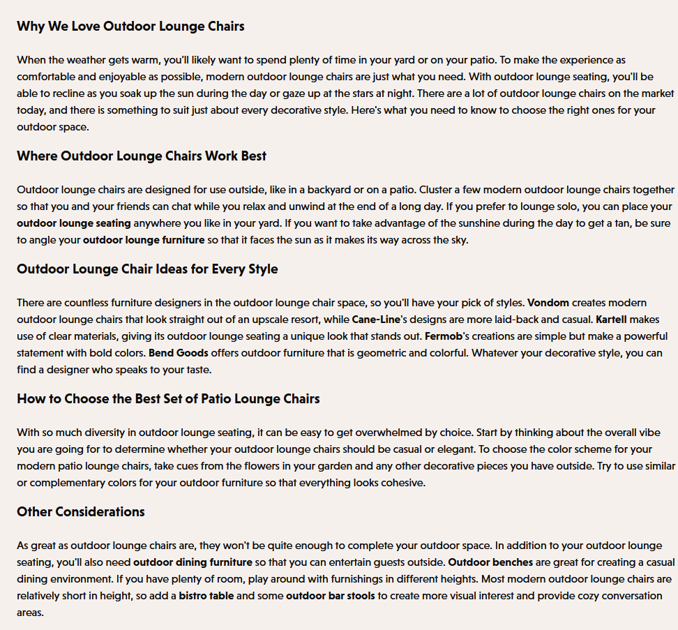 Outdoor Lounge Chairs — full category page