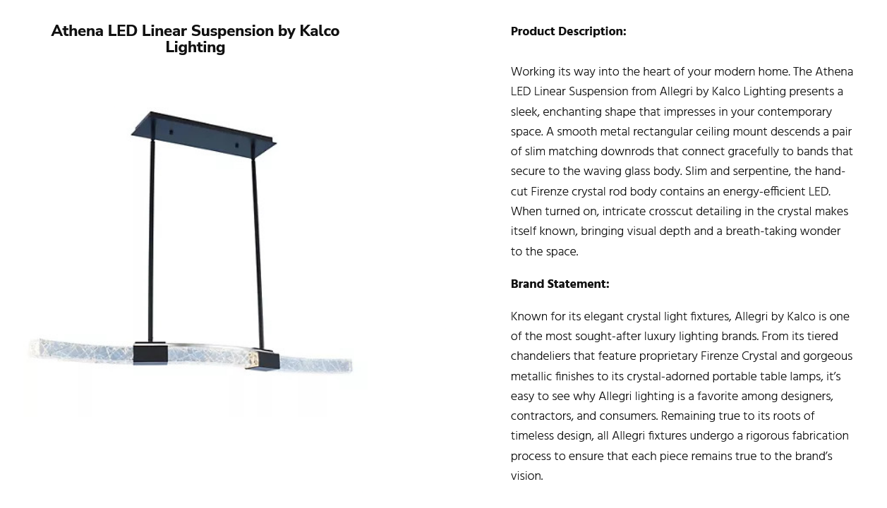 Athena LED Linear Suspension by Kalco Lighting