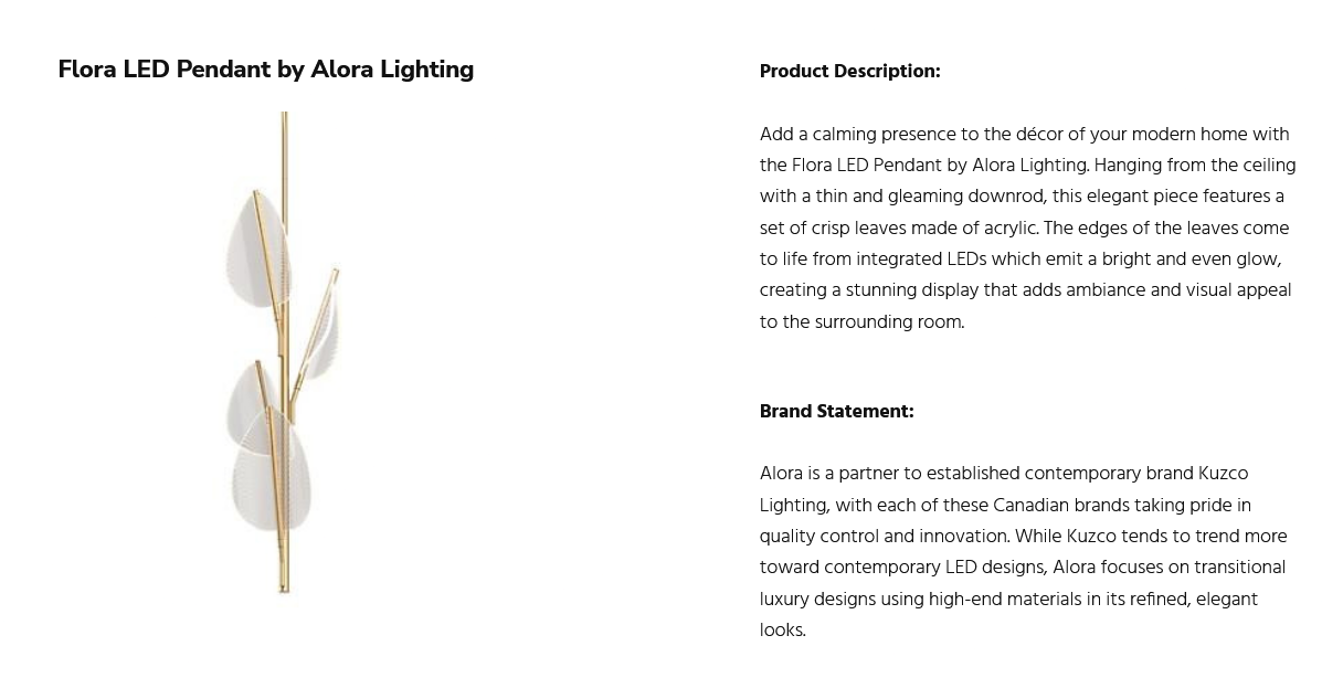 Flora LED Pendant by Alora Lighting